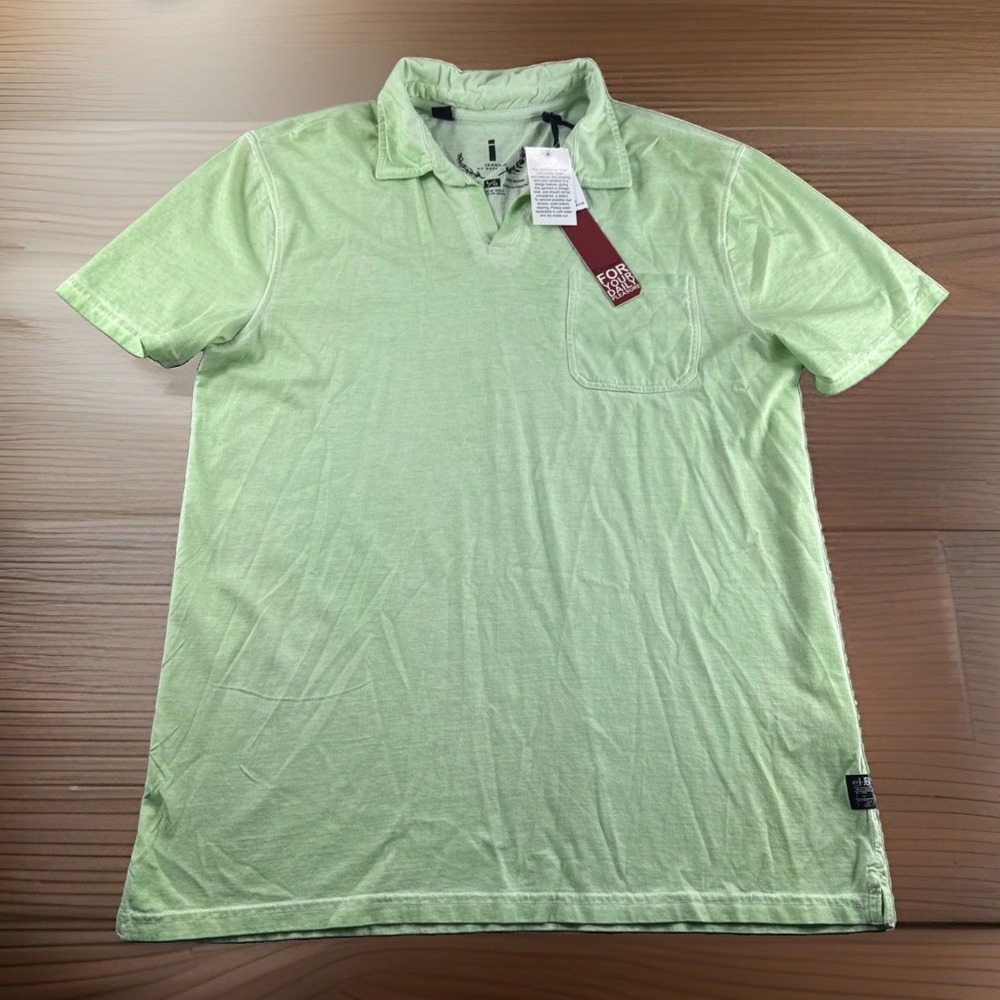 I Jeans Buffalo Polo Mens L Green Short Sleeve Shirt Preppy Cotton Casual NEW